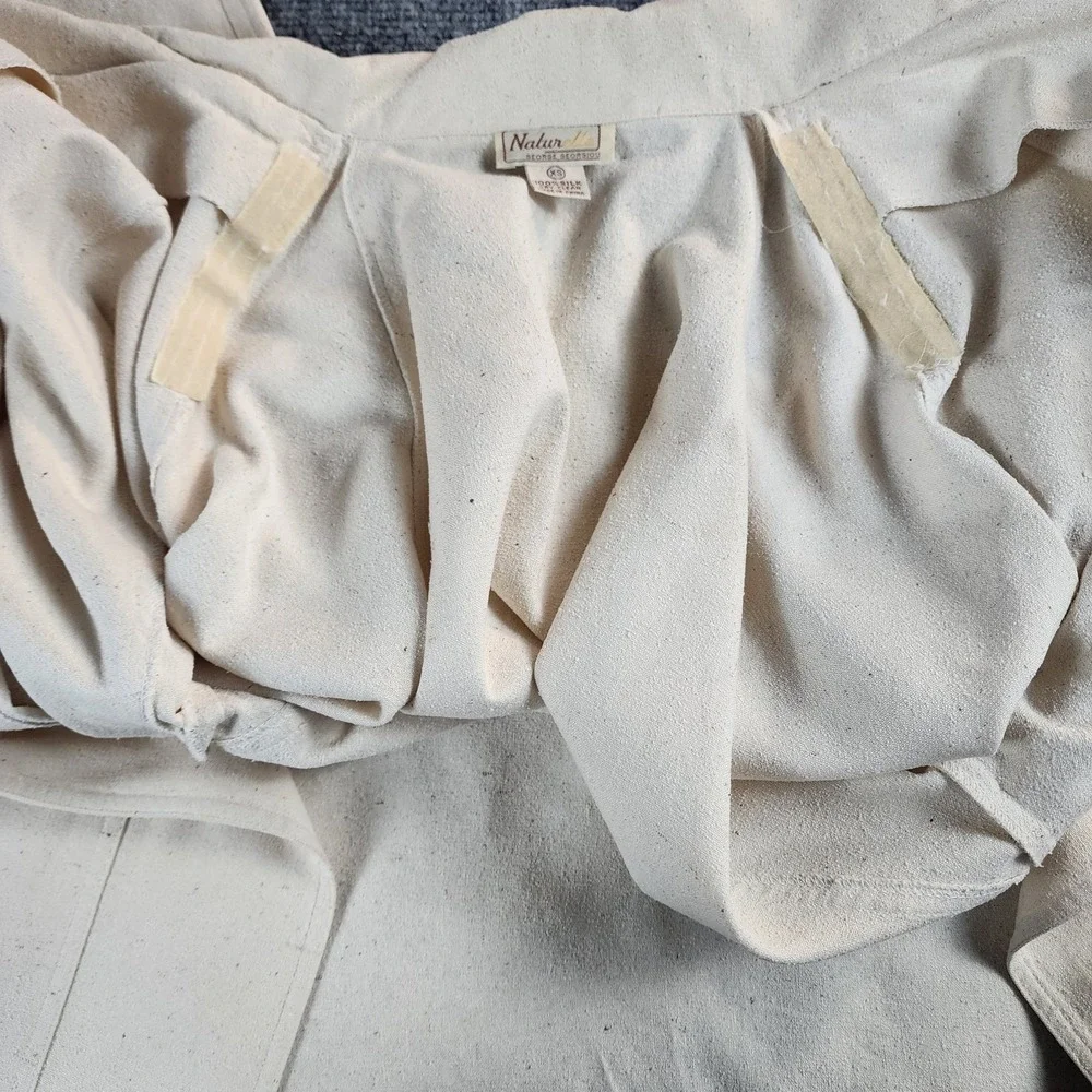 Vintage Naturelle George Georgiou Raw Silk Cardigan Cream‎ XS Coat Lagenlook